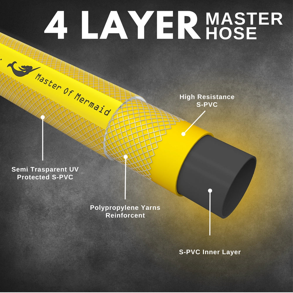 Mermaid 1/2 Inch 50M Master Hose Yellow | 4-Layer Reinforced Water Hose