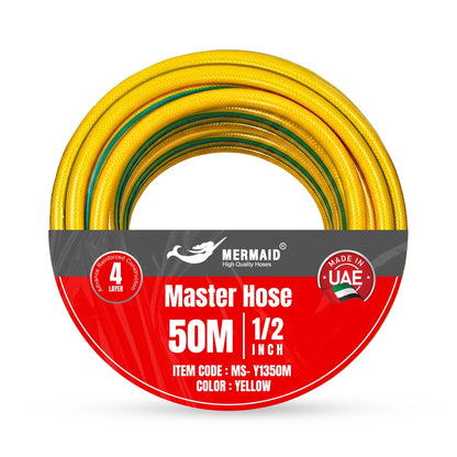 Mermaid 1/2 Inch 50M Master Hose Yellow | 4-Layer Reinforced Water Hose