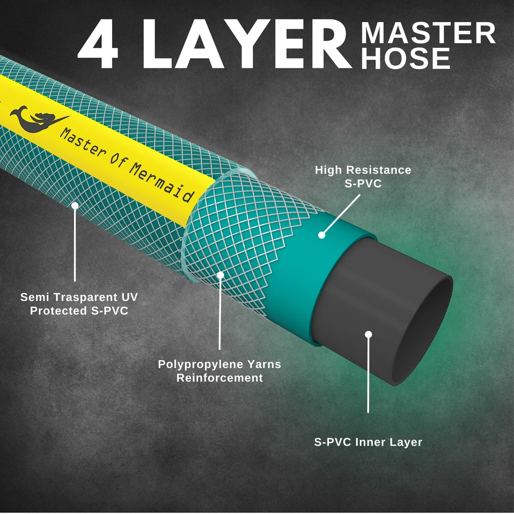 Mermaid 1/2 Inch 50M Master Hose Green | 4-Layer Reinforced PVC Water Hose
