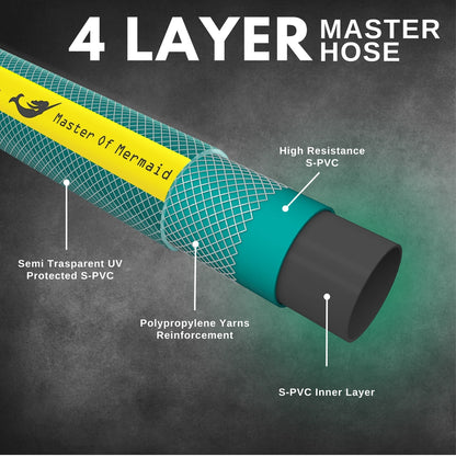 Mermaid 1/2 Inch 50M Master Hose Green | 4-Layer Reinforced PVC Water Hose