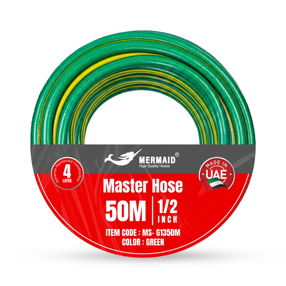 Mermaid 1/2 Inch 50M Master Hose Green | 4-Layer Reinforced PVC Water Hose