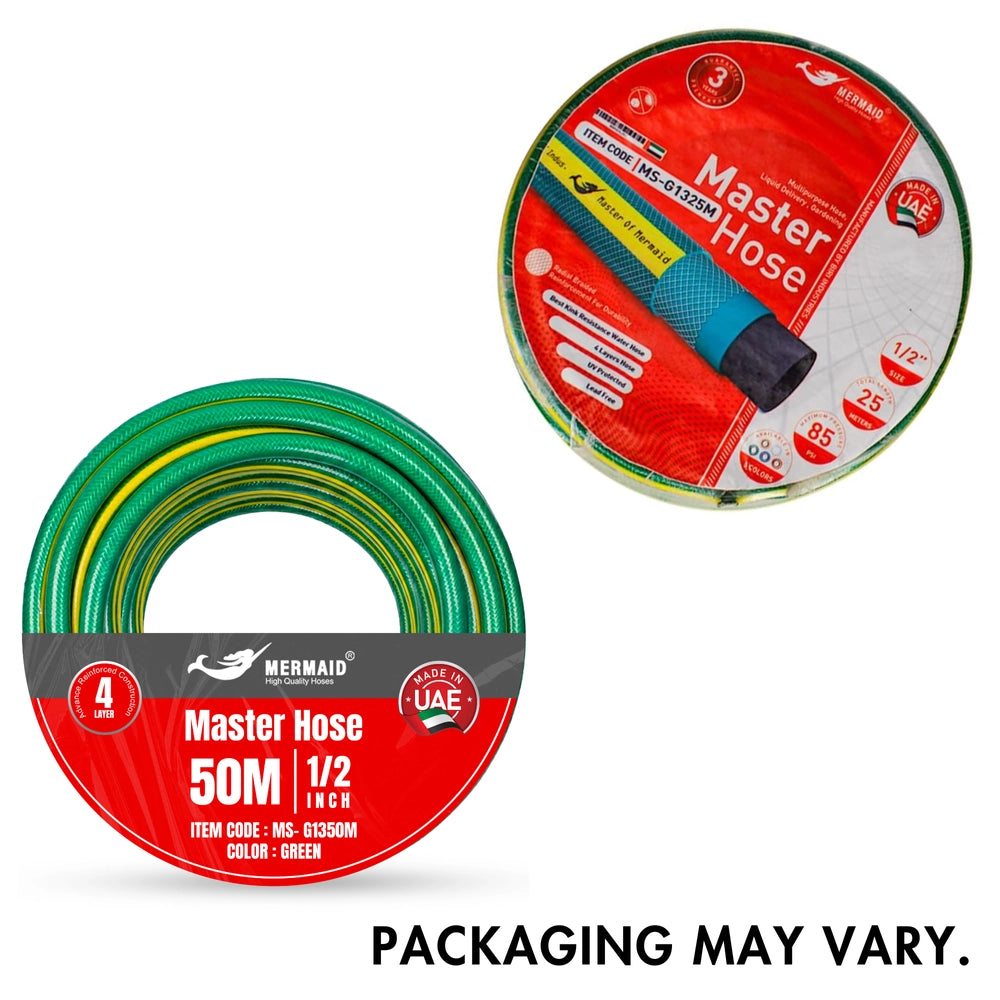 Mermaid 1/2 Inch 50M Master Hose Green | 4-Layer Reinforced PVC Water Hose