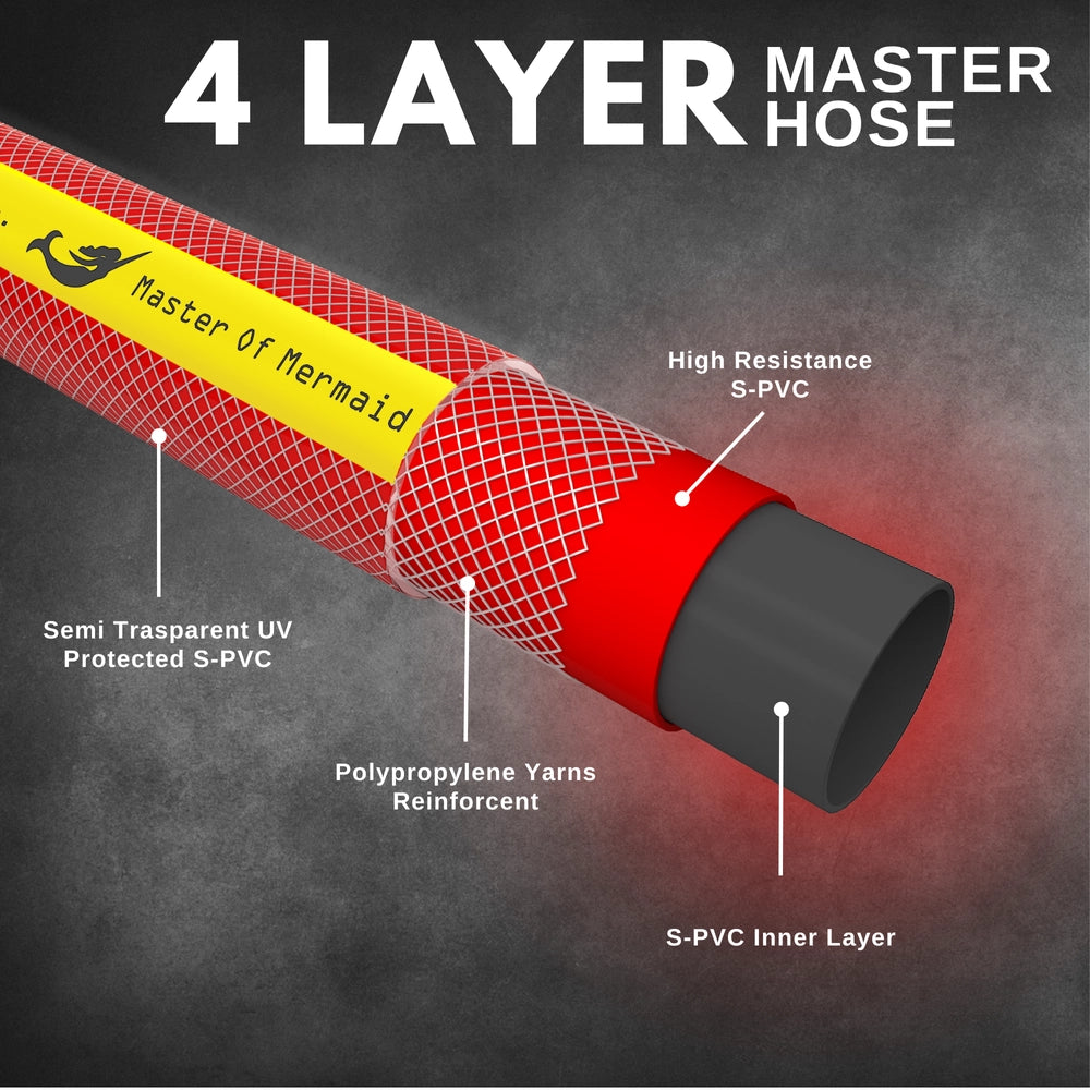 Mermaid 1/2 Inch 50M Master Hose Red | 4-Layer Reinforced PVC Water Hose