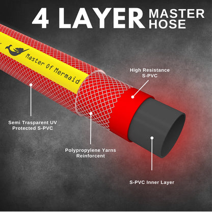 Mermaid 1/2 Inch 50M Master Hose Red | 4-Layer Reinforced PVC Water Hose