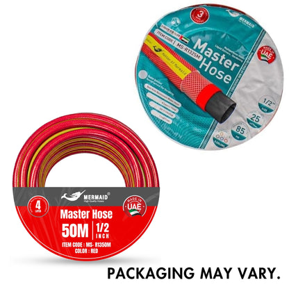 Mermaid 1/2 Inch 50M Master Hose Red | 4-Layer Reinforced PVC Water Hose
