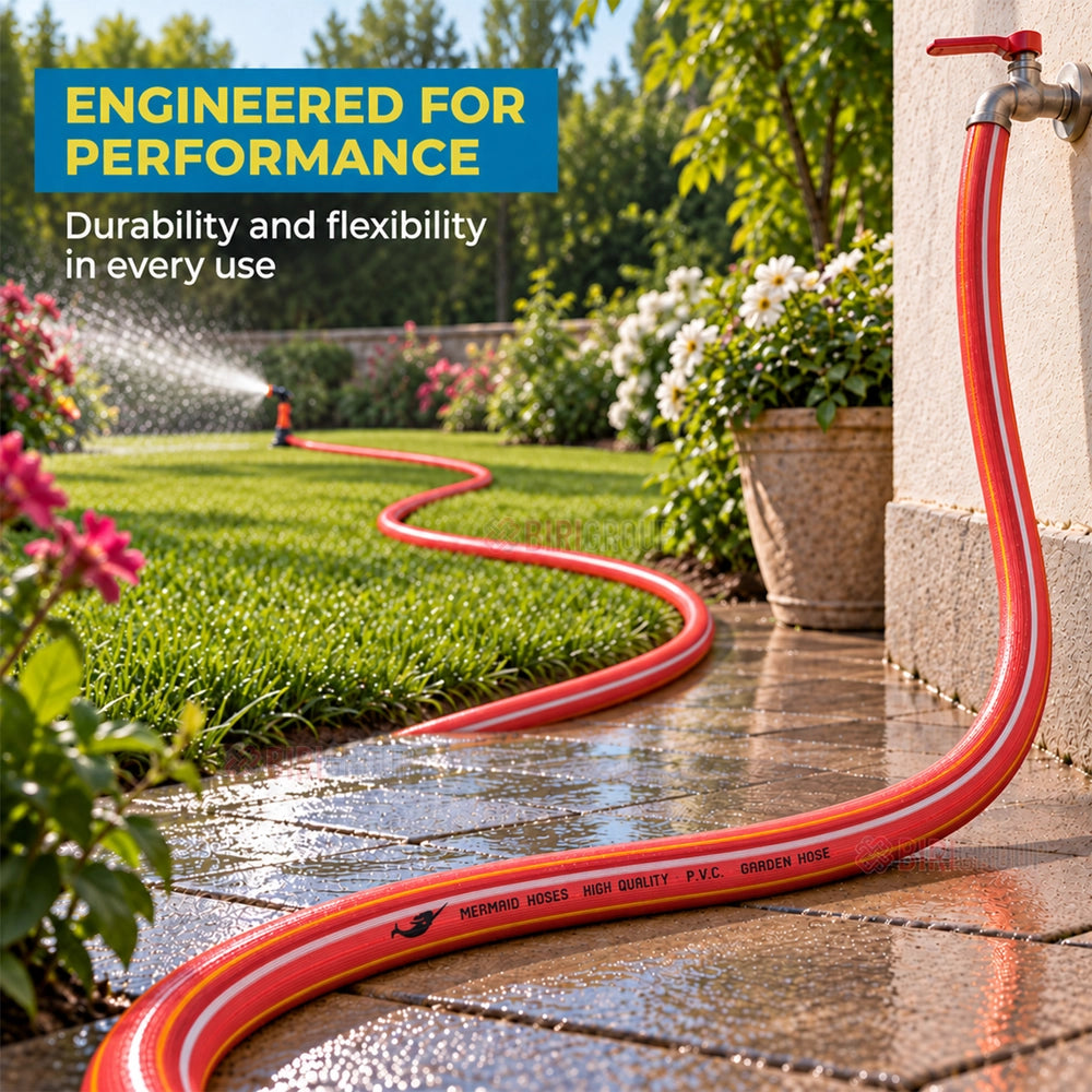 Mermaid 3/4 Inch 50 Yard Garden Hose Red | Braided PVC Water Hose