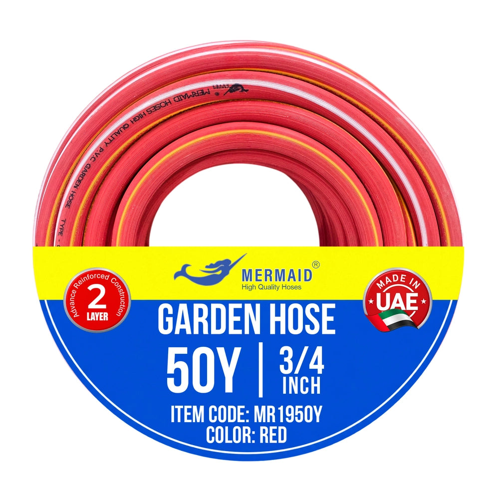 Mermaid 3/4 Inch 50 Yard Garden Hose Red | Braided PVC Water Hose