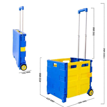 measurement folding shopping trolley light blue yellow