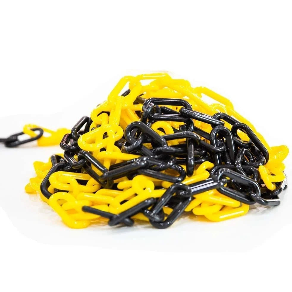 25 meter plastic chain yellow and black for safety