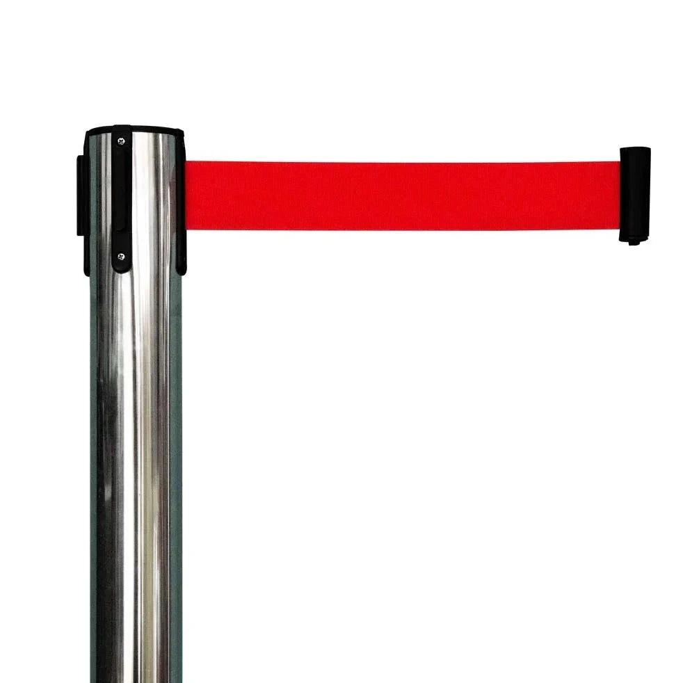 premium crowd control barrier with red belt