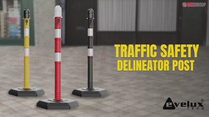 Portable Warning Post Red with PPC Weighted Base - 100 CM