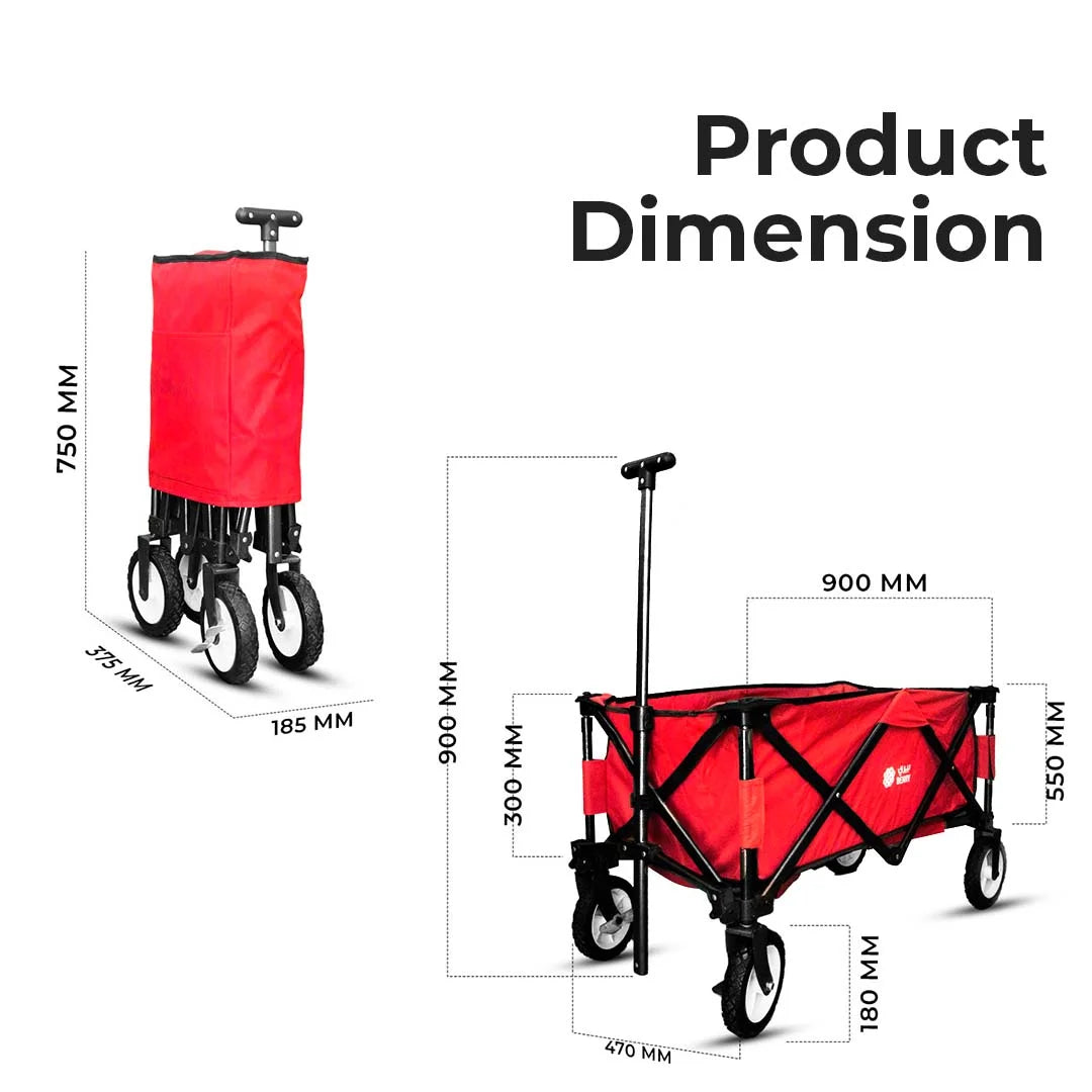 dimension t folding outdoor garden trolley with cover redadjustable handle outdoor garden trolley with cover red