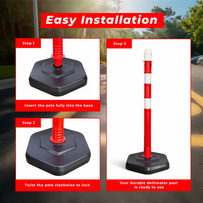 100CM Safety Delineator Post Red | Reflective Traffic Post
