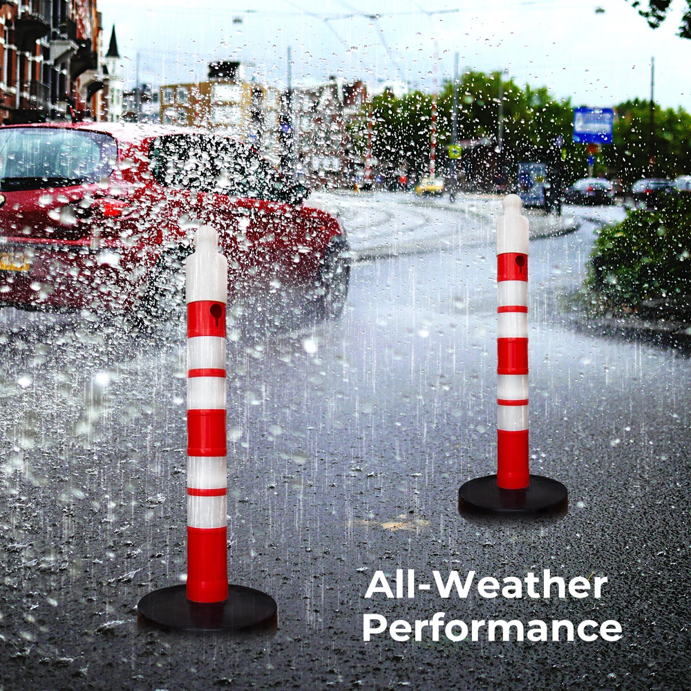 Reflective Delineator Post Red | 120CM Safety Traffic Barrier with Sand Weighted Base