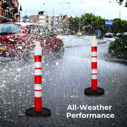 Reflective Delineator Post Red | 120CM Safety Traffic Barrier with Sand Weighted Base