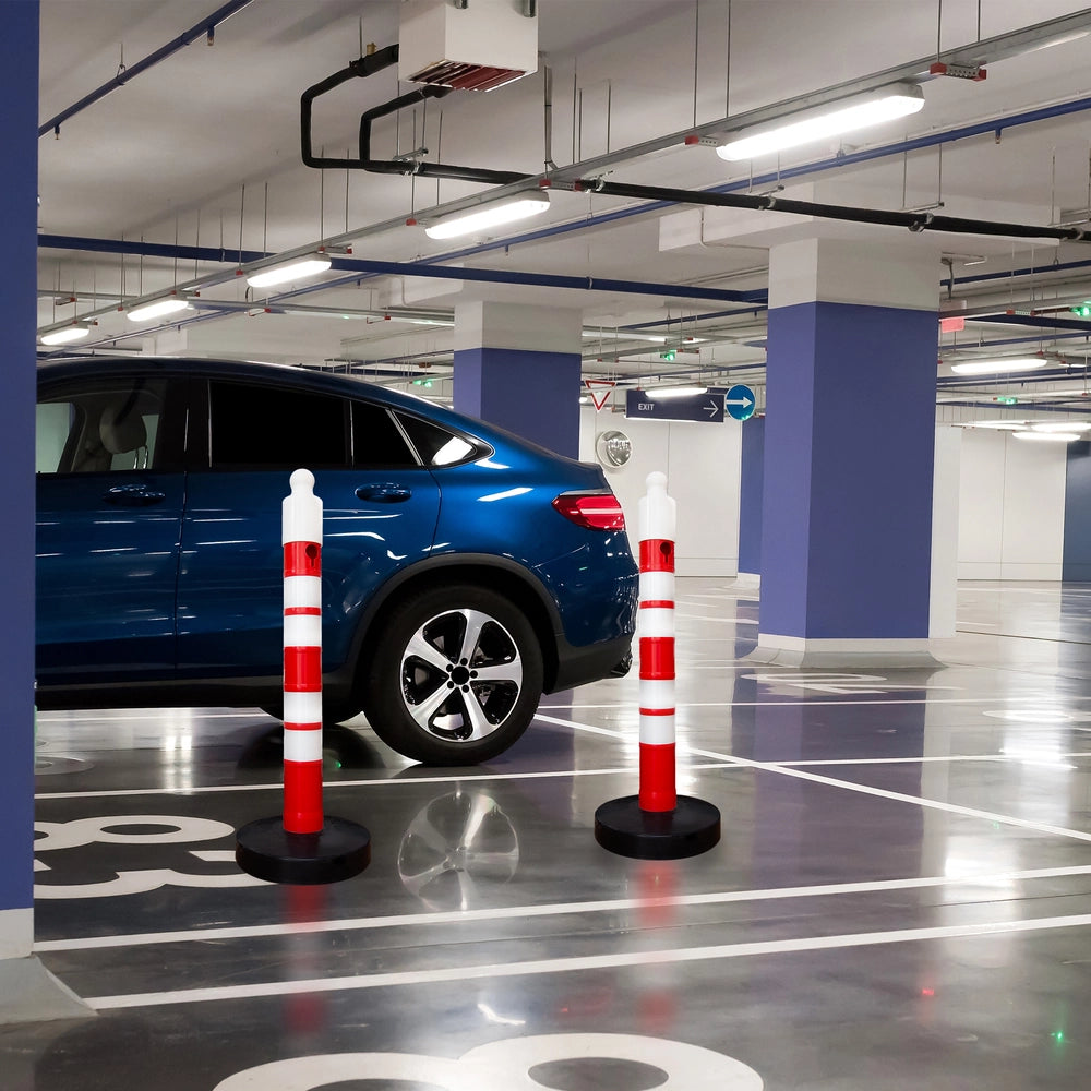 Reflective Delineator Post Red | 120CM Safety Traffic Barrier with Sand Weighted Base