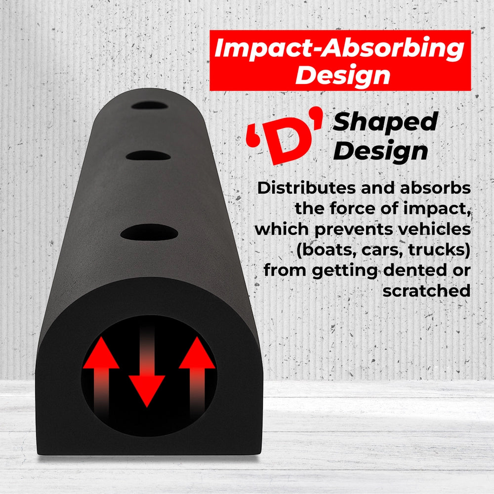 Heavy Duty Rubber Wall Guard D-Type | 90× 10× 10CM Wall Fender & Dock Bumper