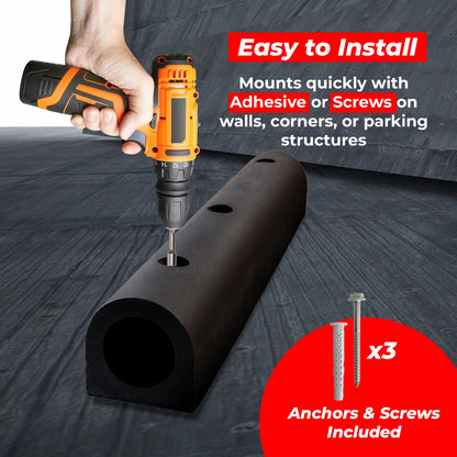 Heavy Duty Rubber Wall Guard D-Type | 90× 10× 10CM Wall Fender & Dock Bumper