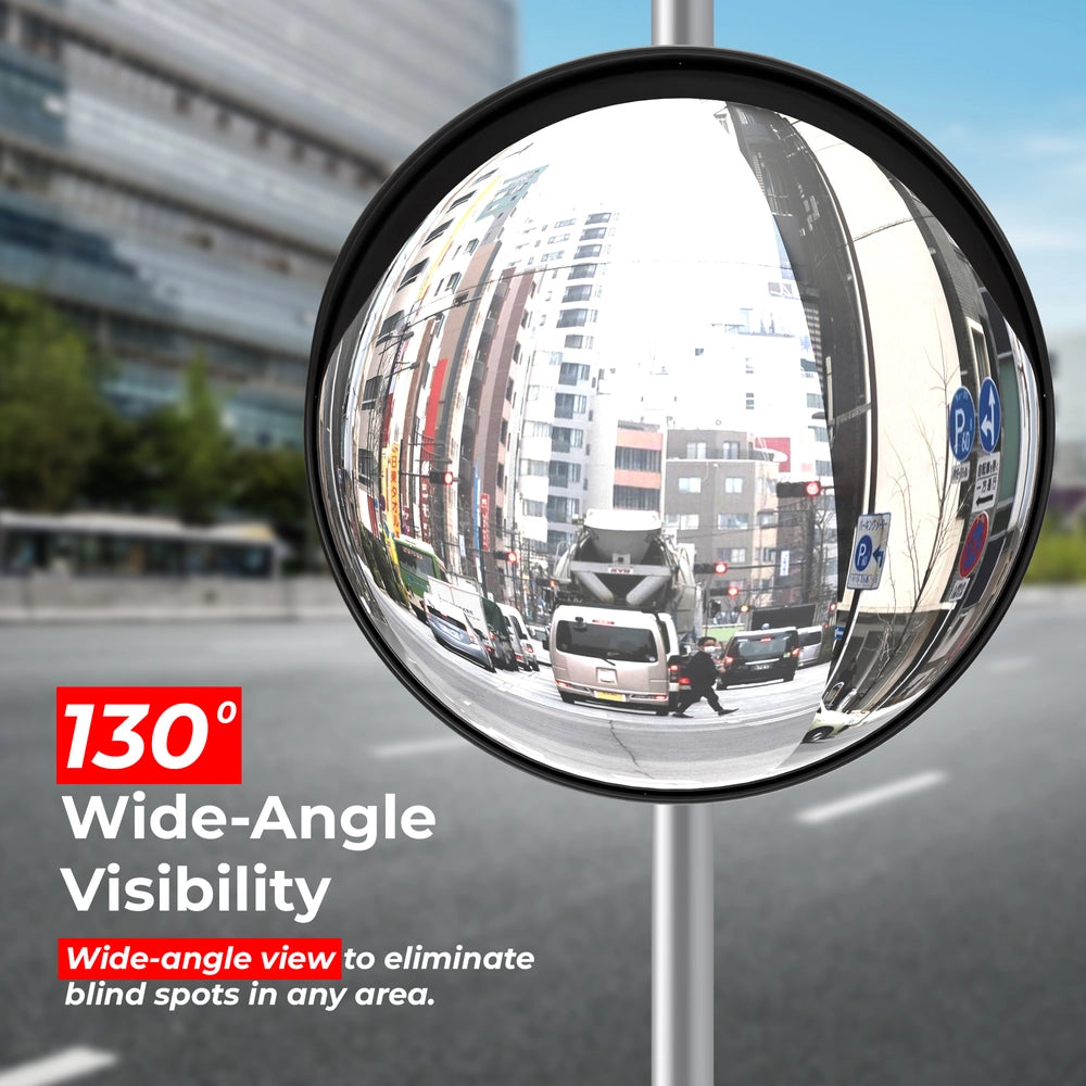45CM Safety Convex Mirror Black | Round Security Driveway Mirror