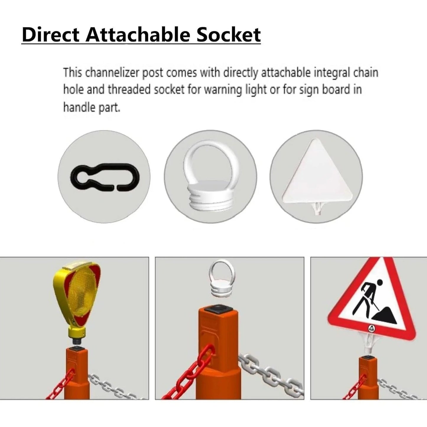 stackable warning post attachable socket