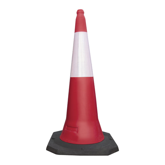 100cm red reflective traffic cone with weighted base for road safety and traffic control