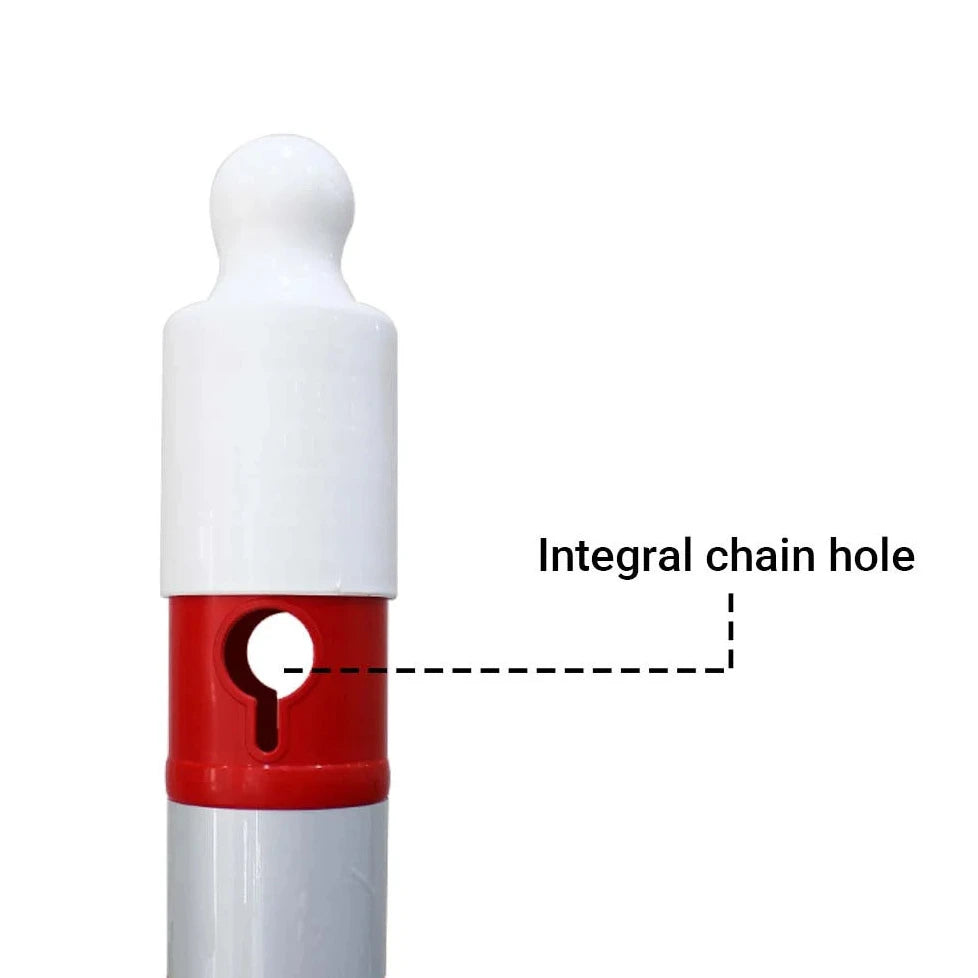 traffic safety reflective channelizer post integral chain hole 