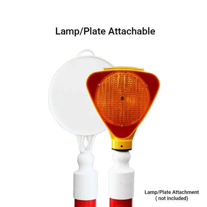 traffic safety reflective channelizer post lamp and plate can be attachable 