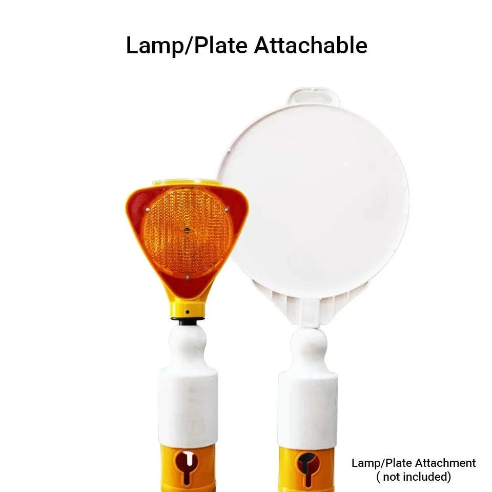 traffic safety reflective channelizer post yellow lamp plate attachable