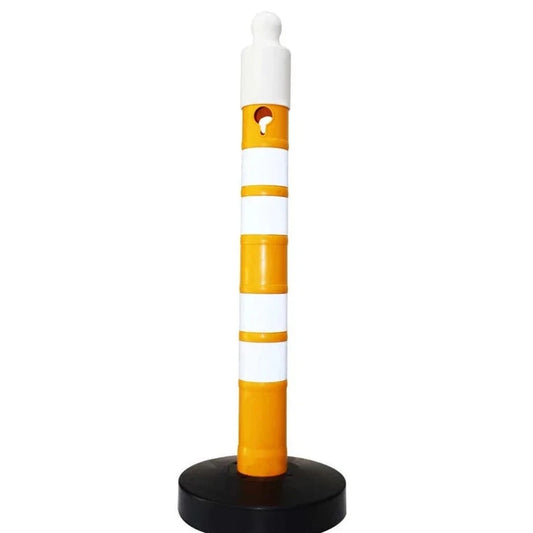 traffic safety reflective channelizer post yellow