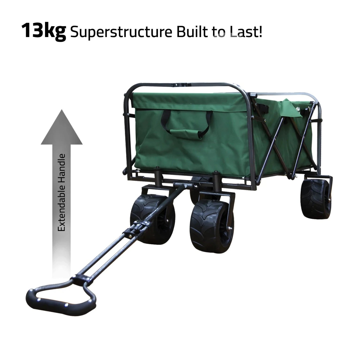 trolley green with safe extendable handle 