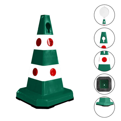Green and white traffic safety cone