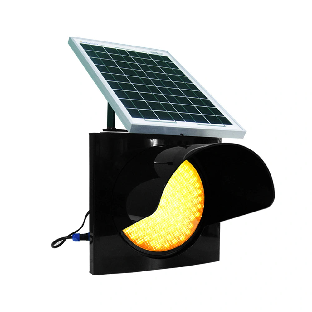 Solar Powered Yellow Warning Light | Indoor & Outdoor 200mm Caution Vibrant Yellow Hue