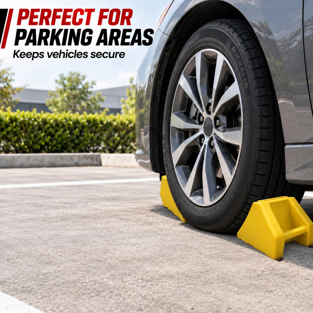 3KG Wheel Chock - Yellow | Non-Slip Parking Block with Handle
