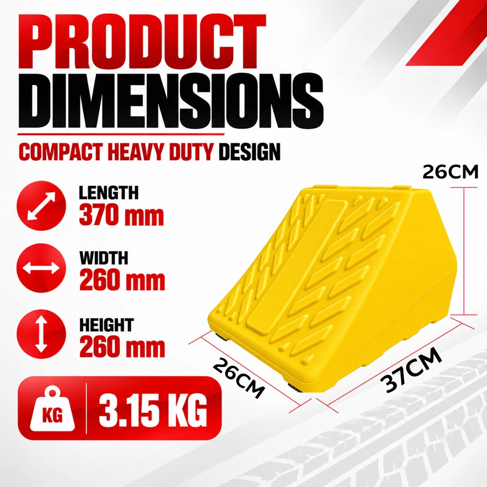 3KG Wheel Chock - Yellow | Non-Slip Parking Block with Handle