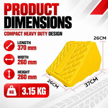 3KG Wheel Chock - Yellow | Non-Slip Parking Block with Handle