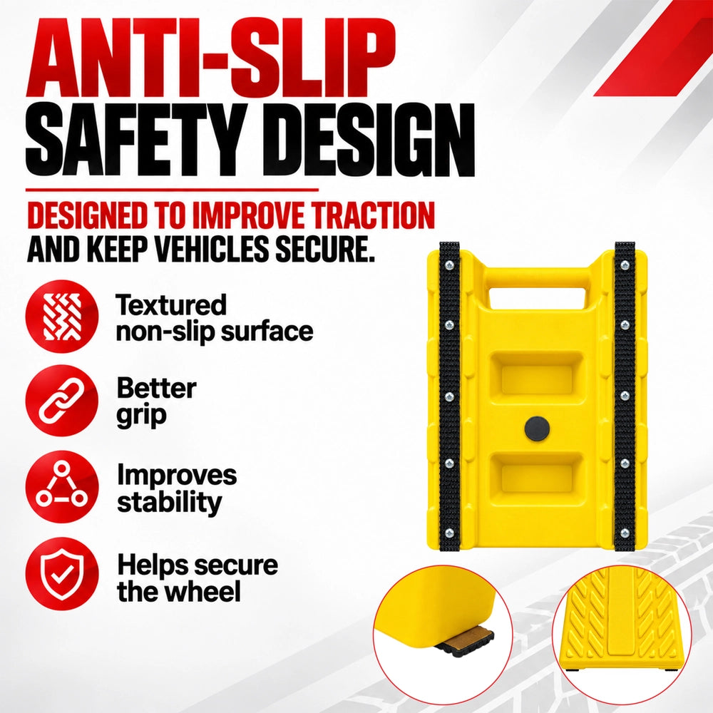 3KG Wheel Chock - Yellow | Non-Slip Parking Block with Handle