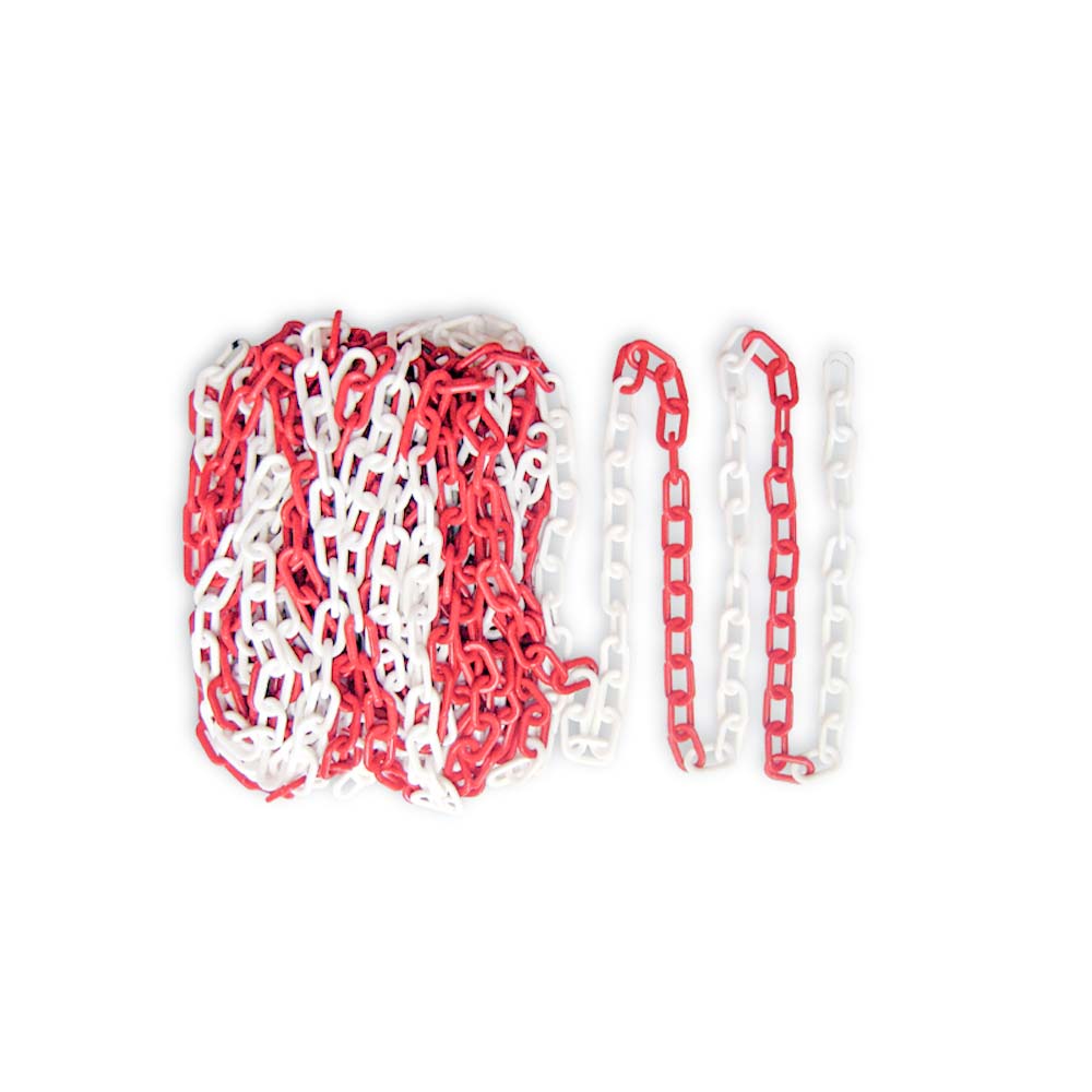 Red and White Plastic chain 25 Meter for Safety - Biri Group 
