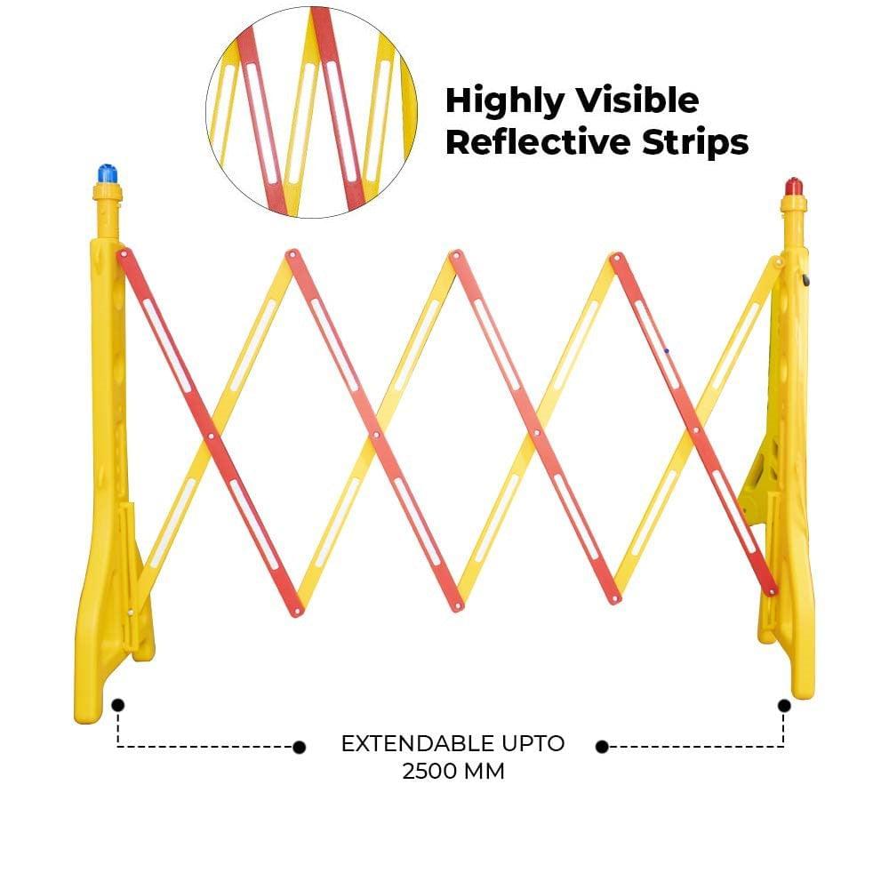 Road Barrier With Reflective Strips