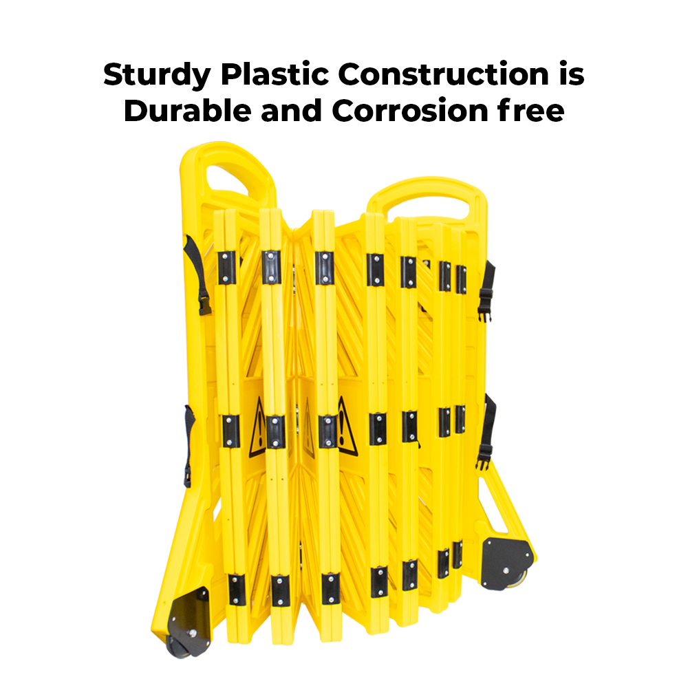 4 Meter Expandable Folding Plastic Barrier - Yellow - Biri Group 
