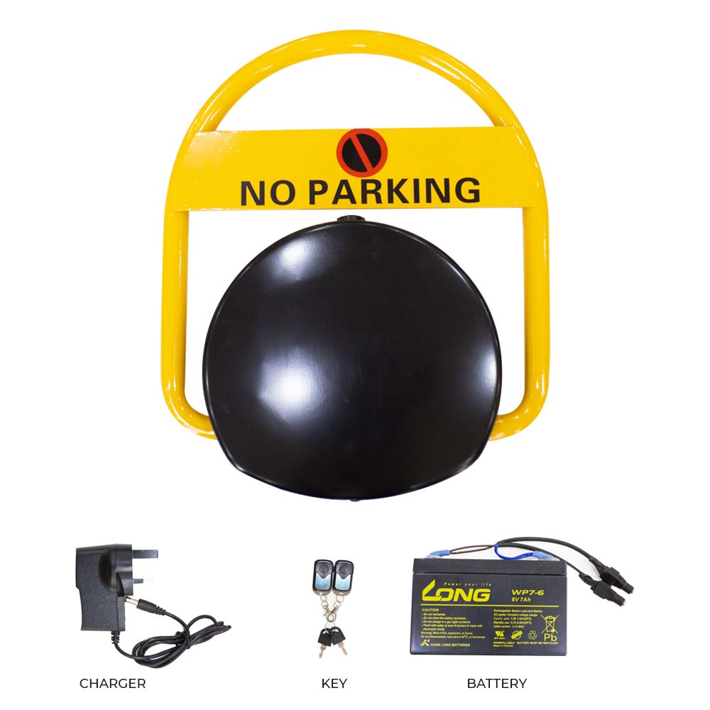 No Parking Lock Battery Powered Barrier - Yellow for Security - Biri Group 