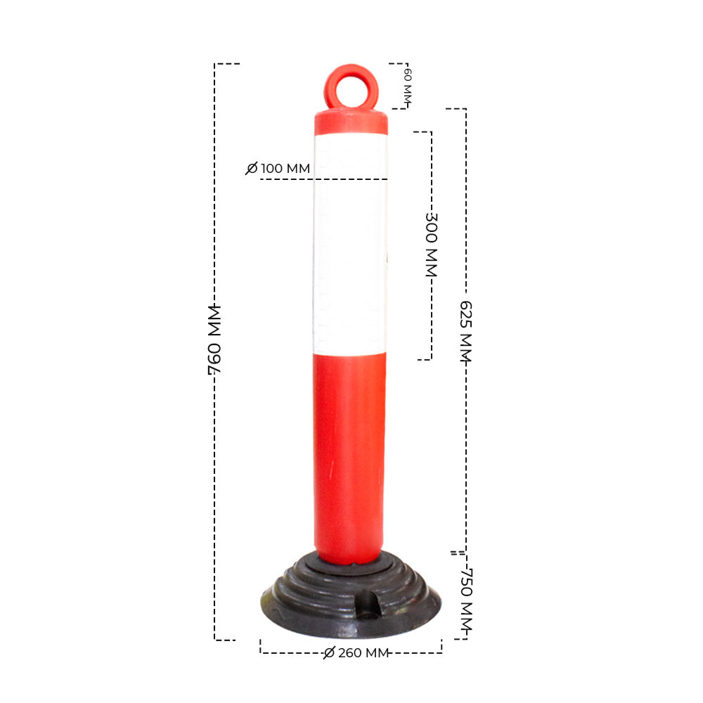 Traffic Safety Plastic Delineator Post Red 80CM Flexible Warning Post - Biri Group 