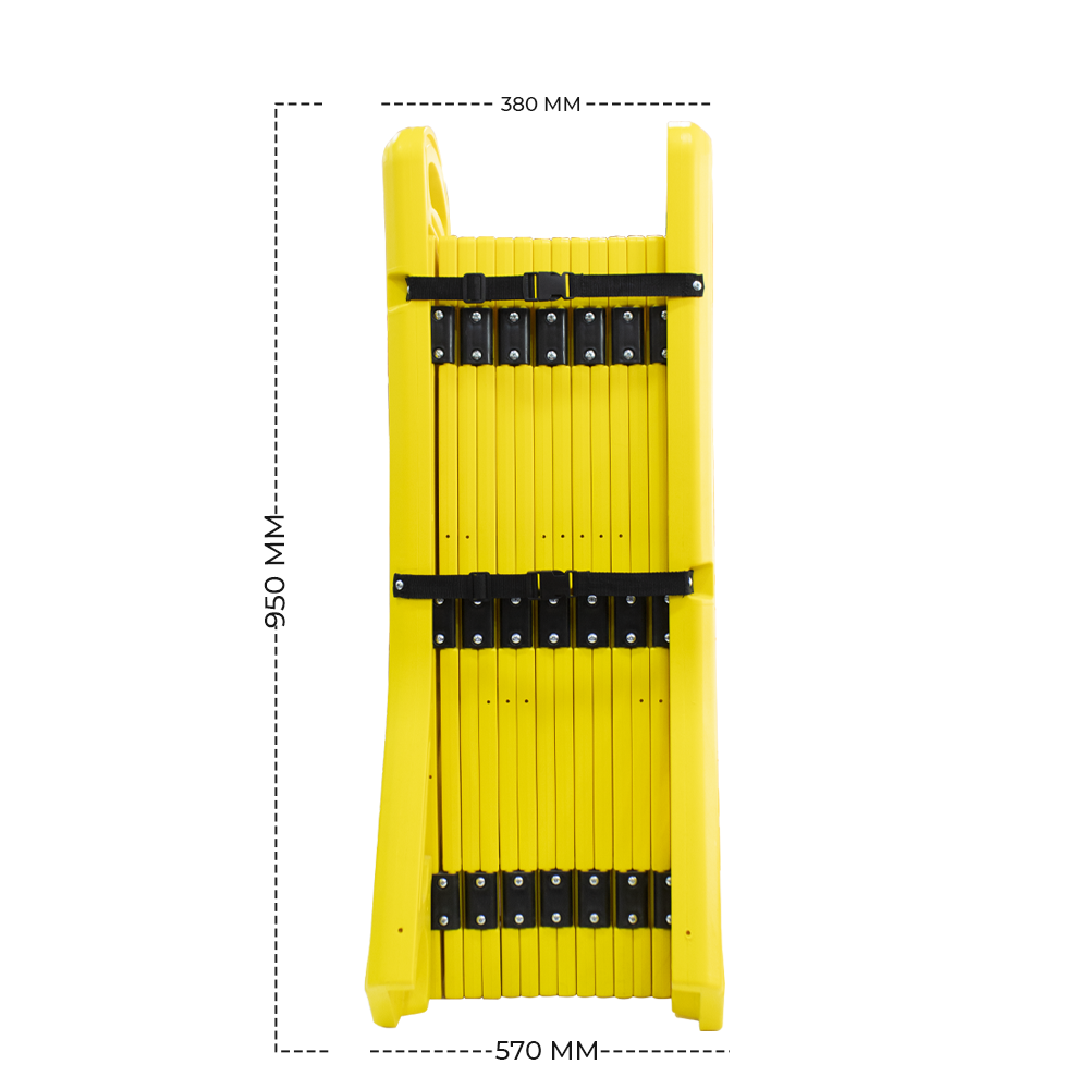 4 Meter Expandable Folding Plastic Barrier - Yellow - Biri Group 