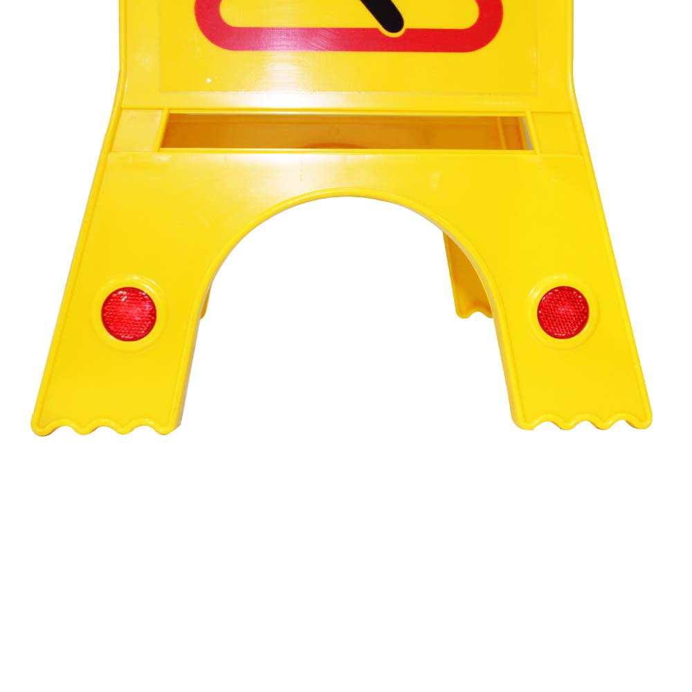 Two-Sided Fold-Out Caution Wet Floor Sign - Yellow - Biri Group 