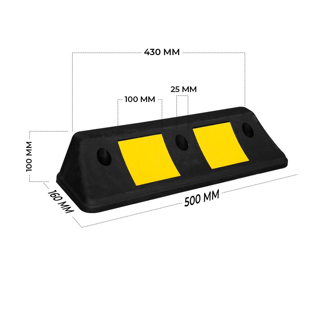 PVC Wheel Stop 500 CM Black and Yellow - Biri Group 