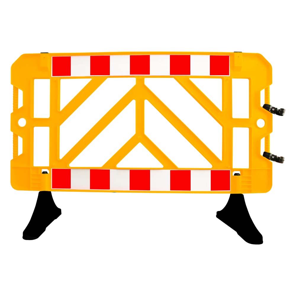 150CM Portable Plastic Barrier with Reflectors and Accessories Socket - Yellow - Biri Group 