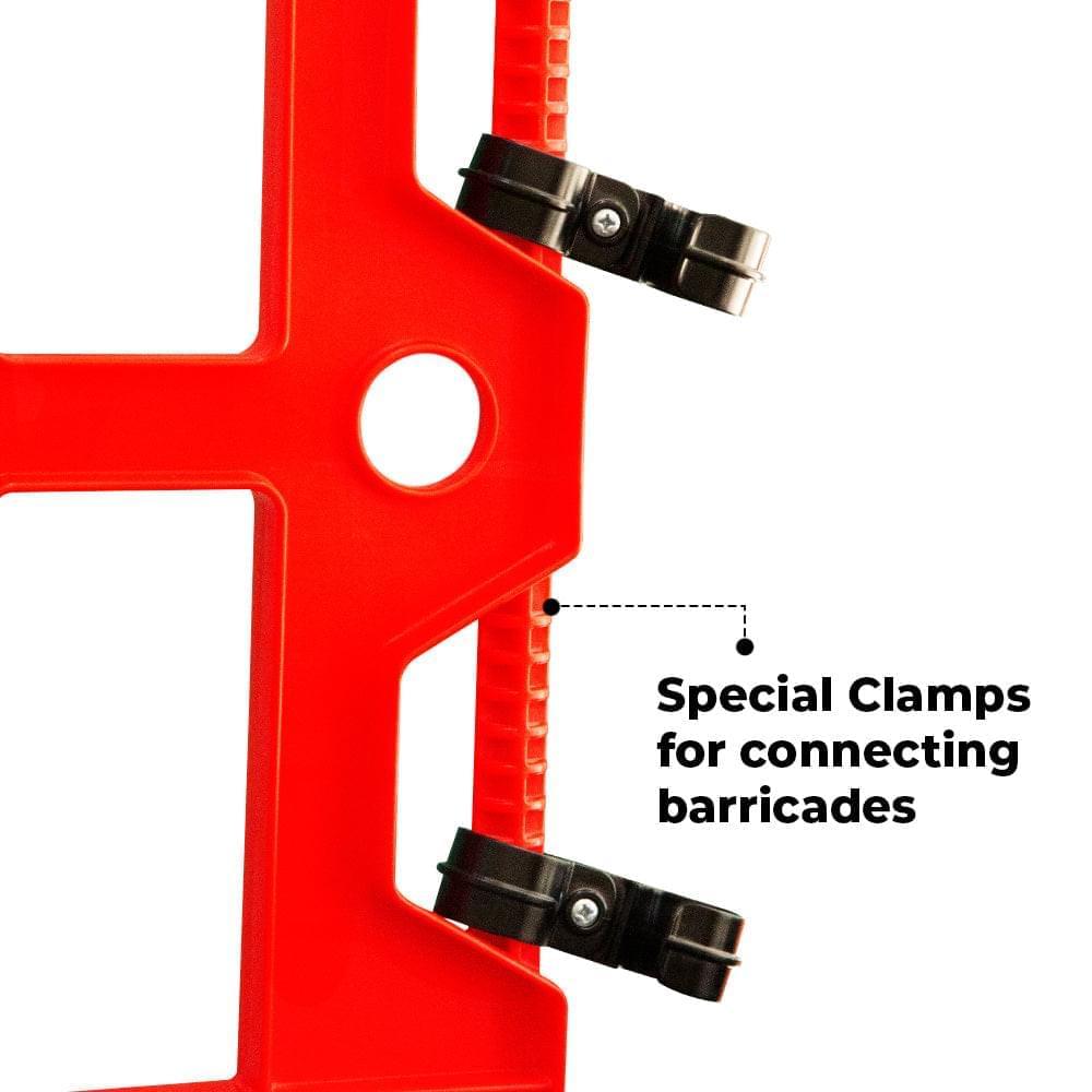 150CM Portable Plastic Barrier with Reflectors and Accessories Socket - Red - Biri Group 
