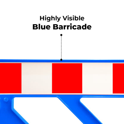 150CM Portable Plastic Barrier with Reflectors and Accessories Socket - Blue - Biri Group 