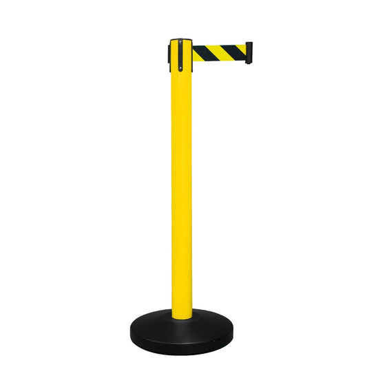 4 Way Connectable Queue Barrier with 2 Meter Nylon Belt - Yellow