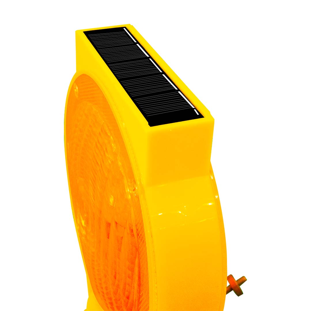 Bi- Directional Warning Solar LED Flasher Light - Orange - Biri Group 
