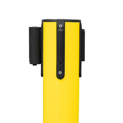 4 Way Connectable Queue Barrier with 2 Meter Nylon Belt - Yellow - Biri Group 